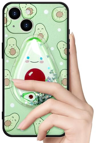 VooDirop Handyhülle für iPhone 11 Pro Max Silikon Gel (Avocado) | Kratzfest Schutzhülle mit Glitzer Flüssig Flexible TPU Interessante Ständer Cover Case für Mädchen