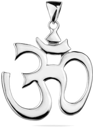 Om Ohm Anhänger Groß Sterling Silber 925 Chakra Geheilt Buddha Spirituelle Schmuck