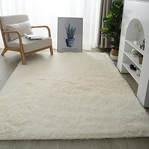 warmsile Teppich Wohnzimmer Teppich, Moderne, Flauschige Und Zottelige Teppiche Für Wohnzimmer, Esszimmer, Kinderzimmer, Schlafzimmer,Beige,140 x 200 cm