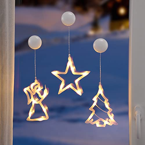 LED Set Stern Engel Tanne Fenstersilhouette Leuchtbild Fensterbild Weihnachten