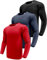 Herren 3er Pack Langarmshirt T-Shirts, UPF 50+ UV Schnelltrocknend Funktionsshirt Laufshirts, Atmungsaktiv Langarm Sportshirt Gym Shirt Outdoor Workout Fitness Oberteil Black/Navy/Red-3P05-M