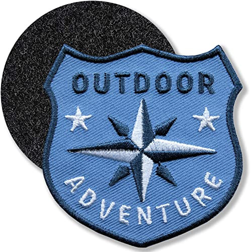 Klettpatch - Kompass Abzeichen gestickt 60 x 61 mm/Klett Patch Patches Aufnäher Applikation zum Kletten aufkleben aufnähen auf Kleidung Rucksack Tasche/Club of Heroes (Blau)