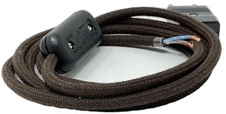 LaMorell LightDesign Câble pour Lampe Abat-Jour avec câble électrique tissé. Marron coton, 1.8 mètres