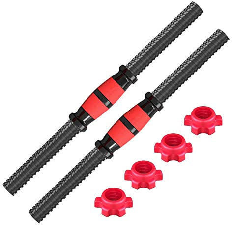 JINPALAY 2PCS Barra de Pesas 40CM para Mancuernas, con Agarre Antideslizante y 4 Collares Accesorios de Mancuernas, Entrenamiento, Aptitud, Gimnasio en Casa, Barra de Mancuernas
