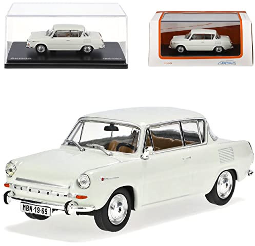 Abrex ?Koda 1100MBX 3 Türer Grau Weiss 1964-1969 721CO 1/43 Modell Auto