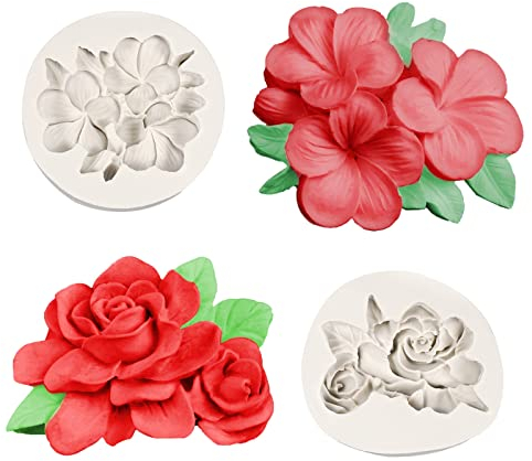 2Pezzi Stampo in Silicone forma di Rosa Frangipani, 3D Stampi per Candele Stampi per Sapone Stampo in Resina Epossidica Nani Fai da Te produzione candele per Sapone Caramelle Aromaterapia