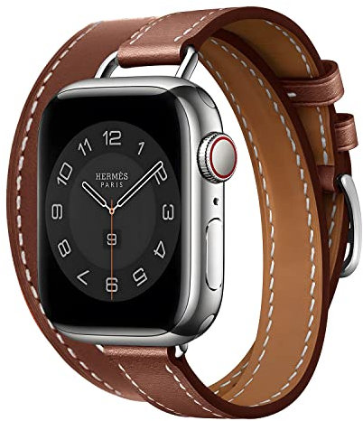 Strap-it Cinturino in Pelle Doppio Giro - per Apple Watch 38mm / 40mm / 41mm - Compatibile con iWatch 8/7 /6/5 /4/3 /2/1 /SE/SE 2/ Ultra - per Donna e Uomo - Marrone