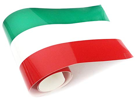 PTDecals Autocollant en PVC - 1,5 m x 15 cm - Drapeau italien IT - 3 bandes colorées - Pour véhicule, moteur, carrosserie, rétroviseur, aile, jupes latérales, coffre, hayon, porte, fenêtre