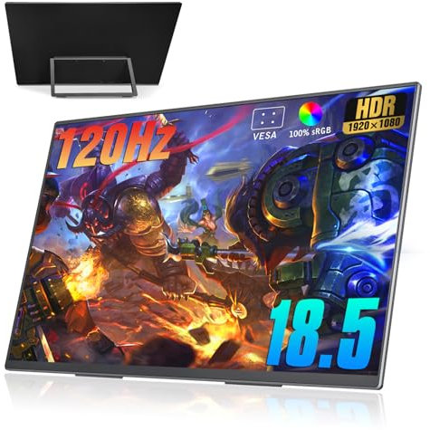 18.5 Zoll Portable Monitor + Sleeve 120Hz 1080P,100% sRGB FHD HDR USB HDMI with VESA Ultra Slim Tragbarer Mobiler Laptop Office Monitor,for Computer Switch Phone Game Devices