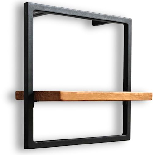 holz4home® Wandregal Small in schwarz gerahmt I 30x30x15cm I Ohne Baumkante, Natur geölt I Inkl. Befestigungen aus Stahl für Schweberegal Industrial Flair