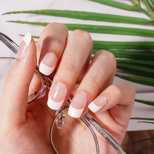 DANNI & TONI 28PCs French Tip Semi Cured Gel Nail Polish Strips Gel Nail Stickers (Crystal Frost),Transparent Base Salon-Quality Nail Polish Strips Manicure Set,French Manicure Stickers