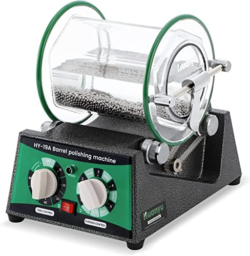 Huanyu Jewelry Polisher Tumbler Barrel Polishing Machine with 5-Stage Speed Regulation/Time for Natural Stone/Metal/Parts Polishing Chamfering Rust Removal (12kg)