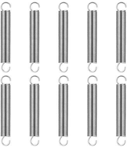 Molla a Tensione da 10 Pezzi con Ganci, Molla a Tensione, Molla in Acciaio Inossidabile a Doppio Gancio, Molla Spirale, Diametro del Filo 0,47, Diametro Esteriore 0,39, Lunghezza Libera 2,75