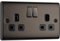 AMK® BG Nexus Polished Black Nickel Metal 13amp Double Plug Socket 2 Gang Twin 13 Amp