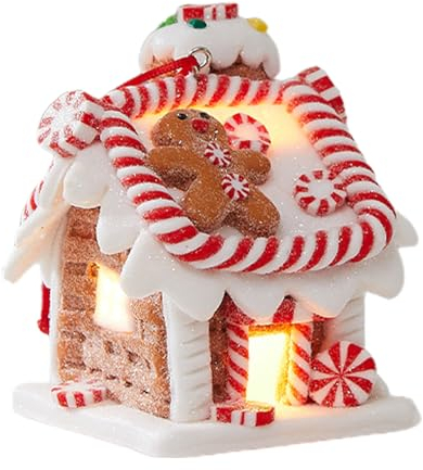 moonyan Weihnachts-Lebkuchenhaus-Dekor - Leuchtender Weihnachtsbaumschmuck - Weiches -Märchen-Süßigkeitshaus aus Ton für Heimdekoration, Fensterdekoration