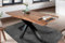 SAM Esstisch 140 x 80 cm Tim, Baumkantentisch nussbaumfarben, Akazienholz massiv, Spider-Gestell aus Metall Schwarz