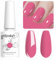 Vishine 8ml Vernis à Ongles Gel Semi Permanent Couleur Rose foncé, Vernis Semi Permanent Soak Off UV LED Gel Polish Nail Art Manucure Salon DIY LM052