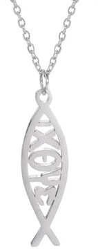 EUEAVAN Ichthus Halskette für Frauen - Christlicher Jesus Fisch Anhänger - Ichthys Fisch Religiöses Symbol - Silber