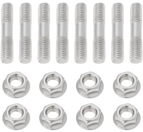 VGOL 8 Sätze M8x1,25 Doppelkopf-Schraubenmutternsatz 42mm Auspuffkrümmer Stehmutter Edelstahl Schraubenmutternsatz für Den Ansaugkrümmer von Automobil-Abgassystemen
