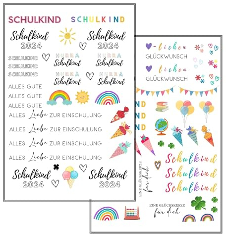 MilaBoo® Kerzentattoos Schulkind I DIY Aufkleber für besondere Anlässe, einfache Anwendung, vielseitig einsetzbar (Schulkind)