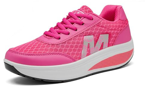 Femmes Minceur Chaussures Marche Baskets Aptitude Wedges Plateforme Chaussures Sneakers Rose,37 EU