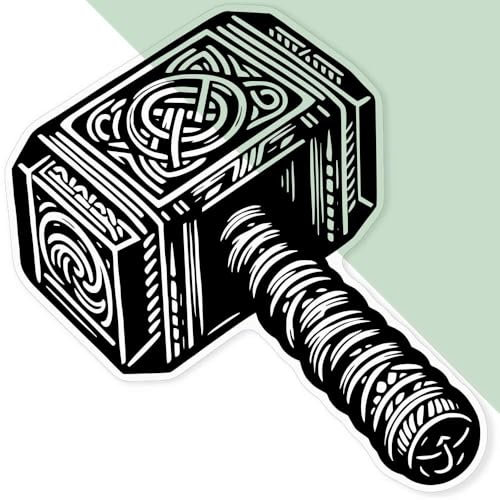 Azeeda 'Viking Hammer of Thor' Clear Premium Vinyl Decal Stickers – Waterproof, Durable & Easy to Apply - for Car Bumpers, Windows, Bins & More - XL (460mm) (DC00132163)