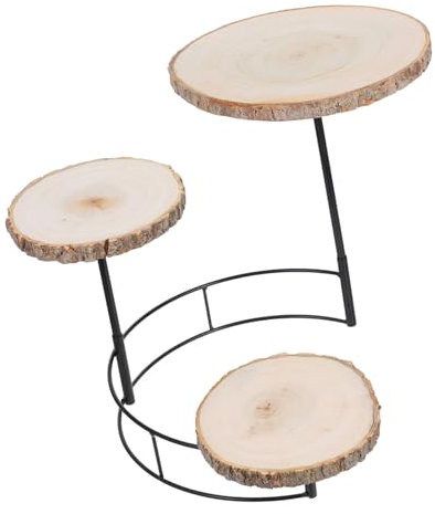PRETYZOOM Supporto Per Torta in Legno Basamento Della Torre Del Cupcake Piatto Di Biscotti Stand Di Servizio a 3 Livelli Alzata Per Torta Di Tronchi Torre Di Cupcake Porta Cupcake Di Legno