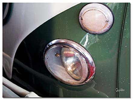 Glücksvilla - Oldtimer 9 - div. Maße (Acrylglas-Bild 5 mm, 120 x 90 cm) aus DE - Kunstdruck XXL Deko-Wandbild quer - VW Bus T1 Bulli Auto Kfz Lenkrad Fahrzeug moderne Fotografie