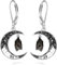 Fledermaus Ohrringe Silber 925 Damen Hängend Leverback Ohrringe Mond Tier Schmuck Geschenke für Frauen