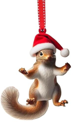 Eichhörnchen Weihnachtsbaumschmuck, Niedliche Hängende Ornamente Für Weihnachtsbaum,Kleine Tiere Hölzern Schlüsselanhänger,Tannenzapfen Weihnachtsdekoration, Eichhörnchen Handgemachte Ornament