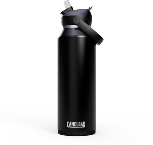 Camelbak THRIVE FLIP STRAW VSS 40OZ Trinkflasche Sport – Vakuumisolierter Edelstahl – Hält Getränke eiskalt – Einfaches Flip & Sip System – Größte der Serie – Black, Größe: OS