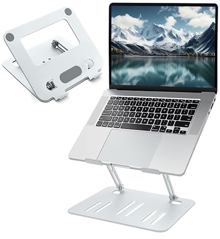 WEIQILE Laptop Ständer für Schreibtisch, langlebige Metallbasis, Laptop Computer Ständer für kollaboratives bis zu 15 Zoll (Silver Gray)