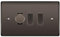 BG Black Nickel 3 Gang Switch 1x Trailing Edge LED Dimmer 2x 2 Way Custom Grid