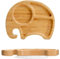 Uixxducc Niedlich Kinder Teller Mit Saugnapf Personalisierter Bambus Kinderteller Baby-Geschirr Mit Schaufel Gabel Beikost Baby Zubehör | Ideal Für Baby Led Weaning, Geschenk Zur Geburt & Taufe (F)