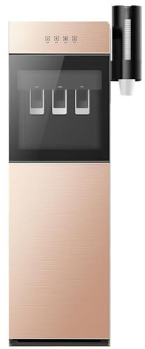 Distributeur d'eau sur Pied À Chargement par Le Bas avec Porte-gobelet,Refroidisseur d'eau en Bouteille,3 Fonctions for Bureau Et Commerce(Gold)