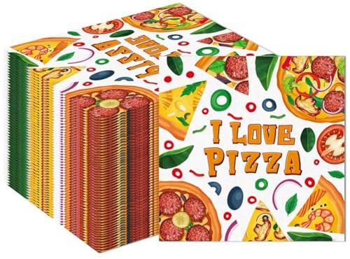 Lpitoy 100 Stücke Pizza Party Serviette Geburtstag Party Pizza Gewebe Dekorative Servietten Picknick Camping Geschirr Liefert