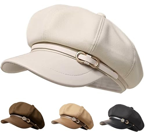 Busnos Basker Newsboy Cap Damhatt Med Åttkantig Form Basker för Damer Newsboy-Kepsar Trendiga Söta Hattmode Höst- Och Vintermössor Ballongmössa Mode