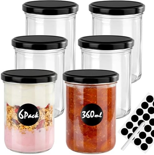 Otauoaea Marmeladengläser 360ml, 6 Stück, mit Schraubdeckel