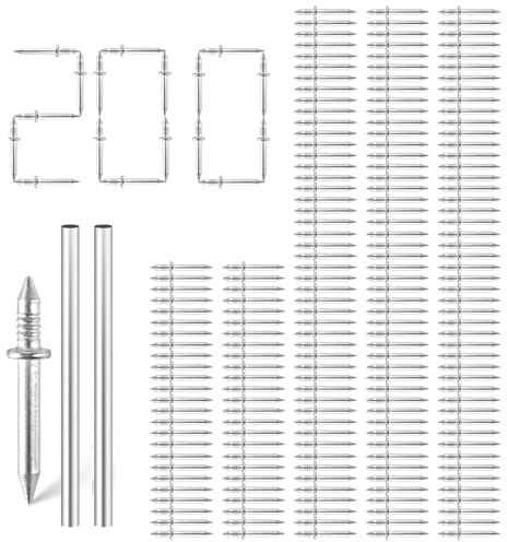 200 Pcs Double Headed Skirting Nails, Double-Headed Skirting Board Nails With 2 Sleeve Tools, Doubles Sided Traceless Nail, No Trace Skirtin g Board Line Nail for Photo Frames, Clocks, Decorations