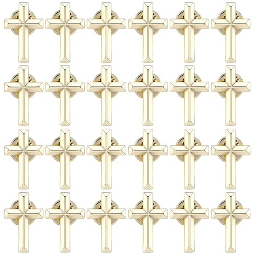SUPERFINDINGS 24 Broches De Laps Croix Bronze Antique Épingles De Cravate Chrétiennes Pour Costume Homme Événement Public Cérémonie Religieuse Pin's En Vrac Pour Sac À Dos Vêtements