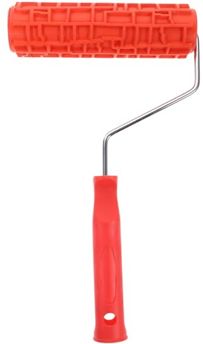 Dekorative Strukturwalze mit Griff für Holzflächen und Wände Rot | Gummi und ABS mit Eisen und Metall, Klare Prägung, für Selbstgemacht Deko und Handwerksmalerei