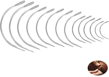 14 agujas de coser curvadas en forma de C, agujas de tejer tipo C, agujas curvas, agujas circulares de acero inoxidable, juego de agujas de coser a mano, agujas de coser de cuero, para monederos