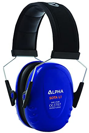ALPHA SOTA L1 Black, Blue Low Attenuation Lightweight Safety Ear Defenders, Earmuffs Provides Hearing protection against High noise levels