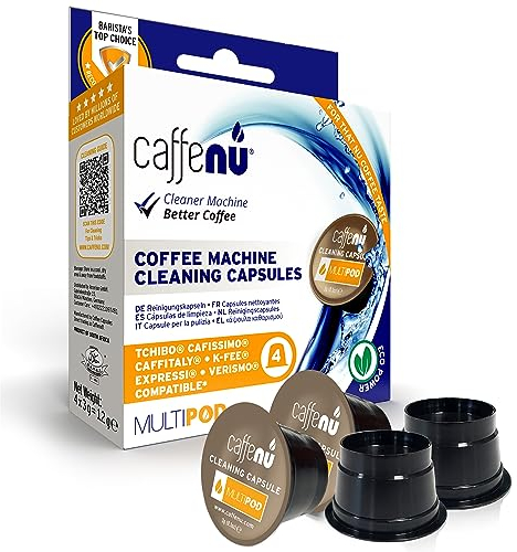 Caffenu Reinigungskapseln kompatibel mit Tchibo Cafissimo, Aldi Expressi, K-fee, Caffitaly | Löst hartnäckige Kaffeeöle | Für besseren Geschmack | Natürliche einfache Anwendung | 4er Pack