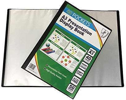 PROTECTAFILE Tiger A3 Black Pocket Presentation Display Book 80 views(40 Pockets) - Sleek Black Portfolio Organizer - Portfolio Folder for Artwork, Album Binder, Portfolio Presentation Book(pack of 6)