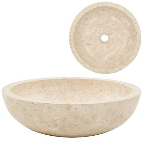 mewmewcat Lavabo Salle de Bain a Poser Vasque à Poser de Évier en Marbre Crème 40 x 12 cm Accueil Restaurant Fournitures