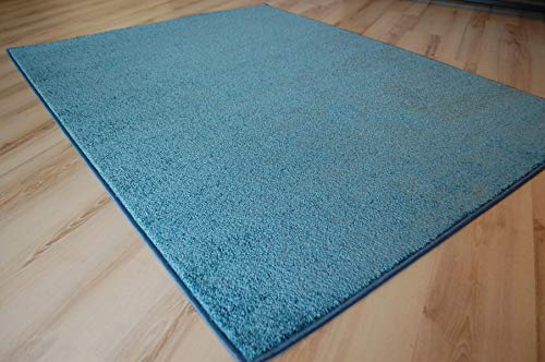 Miami Teppich türkis blau Velours umkettelt - Verschiedene Größen (250 x 350 cm)