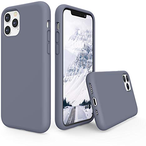 SURPHY Liquid Silicone Case Compatible with iPhone 11 Pro Case, Soft Rubber with Microfiber Cloth Lining Full Body Design Shockproof 5.8 inch Phone Case for iPhone 11 Pro, Lavender Grey