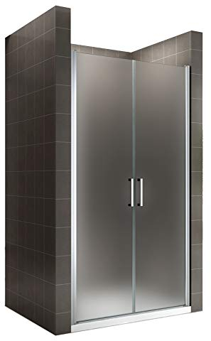 i-flair Duschtür LARA 80x195 cm Verstellbereich von 80-83 cm, Höhe: 195 cm, Duschabtrennung aus 6 mm satiniertem ESG Sicherheitsglas mit Nanobeschichtung und Edelstahlgriffen – NF