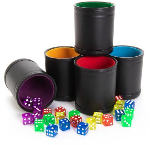 Brybelly Professional Dice Cups Game Night Pack, Assorted Colors 5-pk